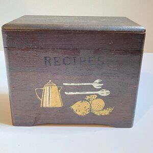 Vintage Wooden Hinged Giftcraft Recipe Box MCM Made In Canada